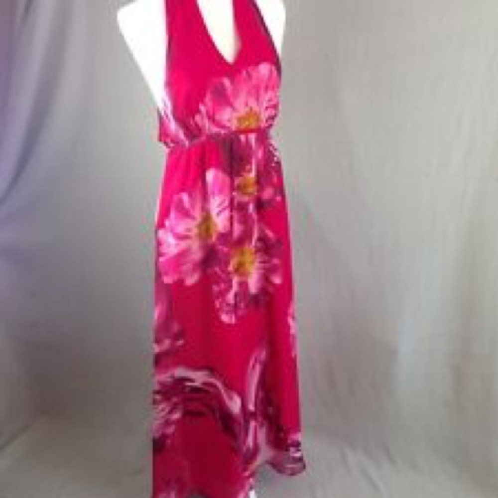 NWT Jennifer Lopez Pink Floral Backless Maxi Dress